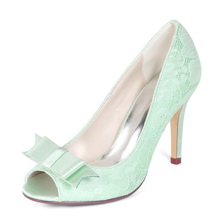 Creativesuga mint light green lace heels sweet bow pumps bridal bridesmaid wedding shoes prom girls brithday party dress shoes|lace heels|heel heightbow pumps - AliExpress