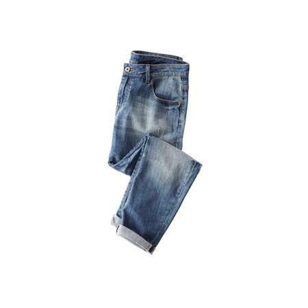 folded weathered jeans