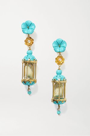 Gold Aviary gold vermeil multi-stone earrings | Of Rare Origin | NET-A-PORTER