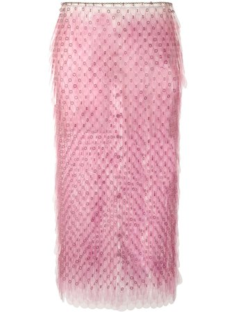 Shop pink Paco Rabanne paillette midi pencil skirt with Express Delivery - Farfetch