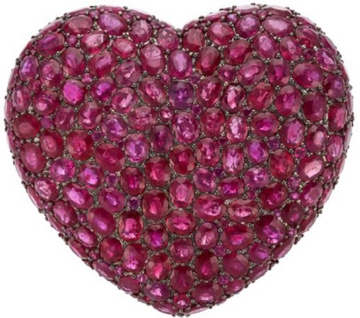 ruby heart brooch