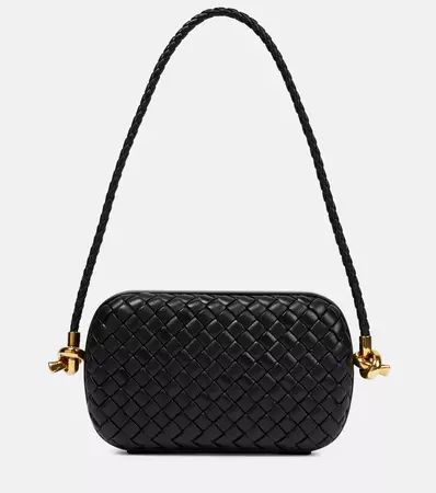 Knot Mini Leather Shoulder Bag in Black - Bottega Veneta | Mytheresa