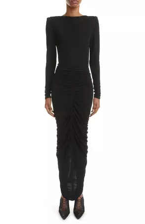 Givenchy Ruched Long Sleeve Crepe Gown | Nordstrom