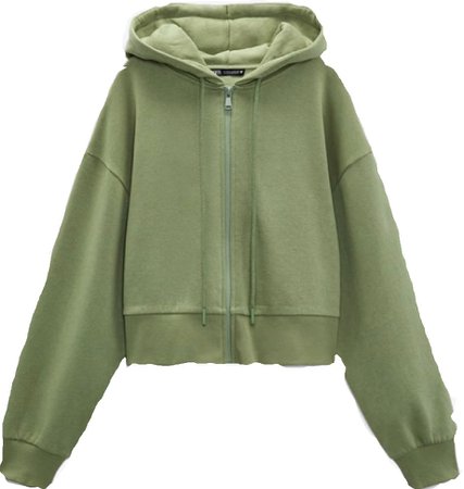 Green zara zip up hoodie