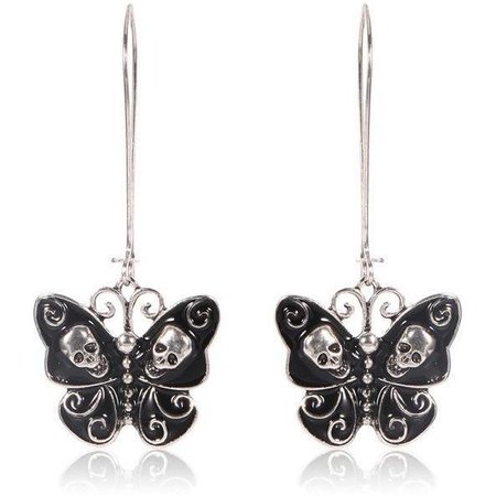 Gothic Butterfly Skull Dangle Earrings | Skullflow