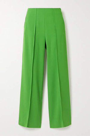 Cropped Crepe Straight-leg Pants - Green
