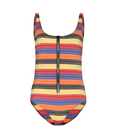 Jasmine striped cotton-blend swimsuit