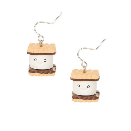 SIlver 1" Smiling S'more Drop Earrings | Claire's US