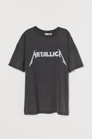 Oversized Printed T-shirt - Black
