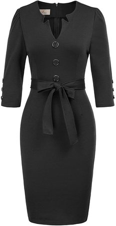 GRACE KARIN Women Retro 3/4 Sleeve Work Office Business Pencil Dress with Belt at Amazon Women’s Clothing store