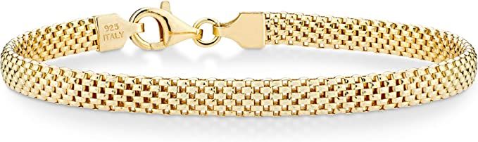 Amazon.com: Miabella 18K Gold Over Sterling Silver Italian 5mm Mesh Link Chain Bracelet for Women, 925 Made in Italy (Length 7.5 Inches): Clothing, Shoes & Jewelry