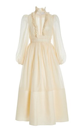 Zimmermann Botanica Ruffled Linen-Silk Maxi Dress