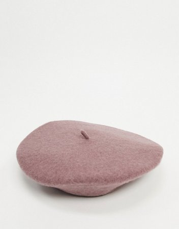 ASOS DESIGN wool beret in mauve | ASOS