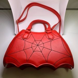 Bags | Spider Web Purse Red And Black Shoulder Bag Batwing Shaped Spider Goth Emo Wicca | Poshmark