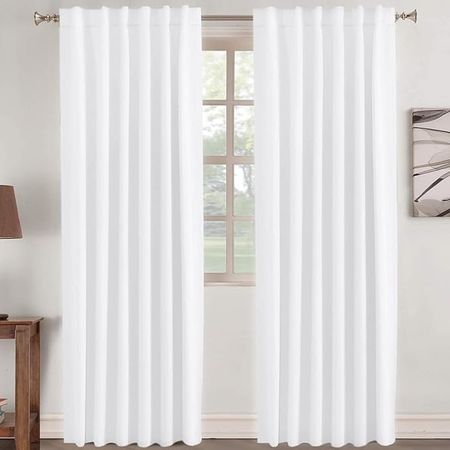 Amazon.com: Turquoize White Blackout Curtains 96 Inch Insulated Thermal White Curtains for Bedroom Back Tab Rod Pocket Room Darkening Curtains for Living Room, Pure White, 52" W x 96" L inch (Set of 2 Panels) : Home & Kitchen