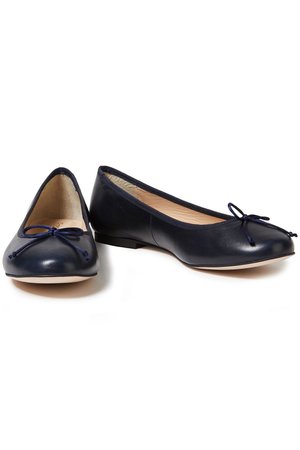 Storm blue Lola bow-embellished leather ballet flats | Sale up to 70% off | THE OUTNET | FRENCH SOLE | THE OUTNET