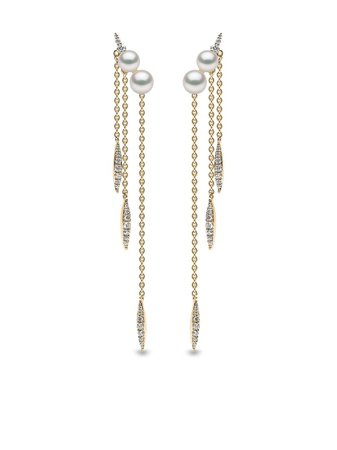 Yoko London 18kt yellow gold Trend freshwater pearl and diamond chain earrings gold Q2088EARR6 - Farfetch