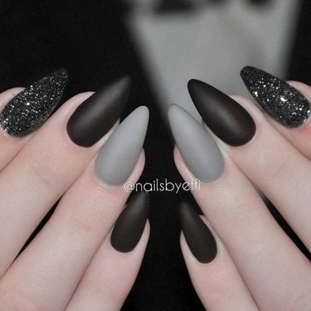 Gray black halloween manicure - DIYs.com