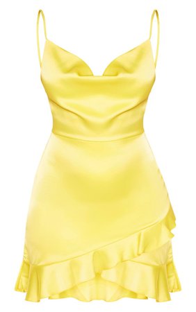 Yellow Silk Cowl Neck Dress