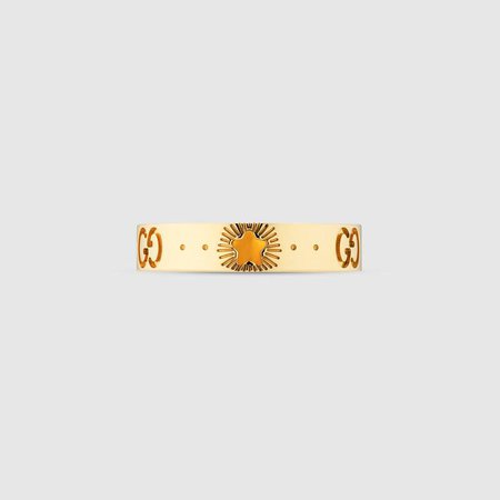 18K Yellow Gold Icon Ring With Stars | GUCCI® NZ