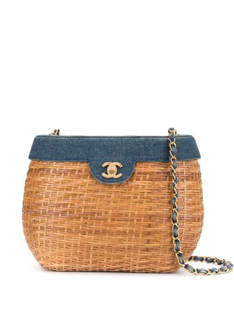 Shop brown Chanel Pre-Owned chain basket shoulder bag with Express Delivery - Farfetch