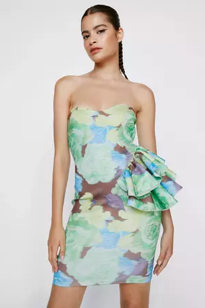 Floral Print Structured Ruffle Mini Dress | Nasty Gal