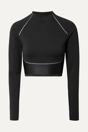 Black City Ready cropped paneled neoprene and stretch top | Nike | NET-A-PORTER