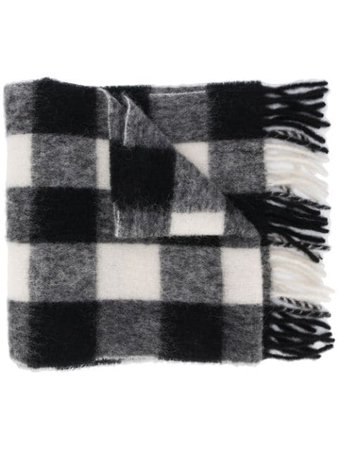 Black & white AMI large checkered scarf - Farfetch