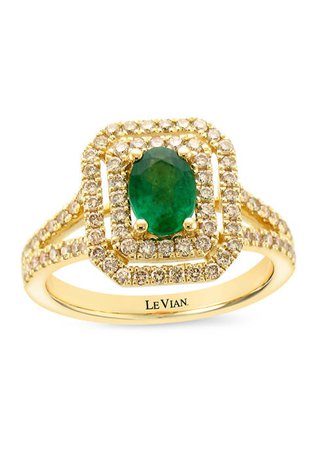 Le Vian® Ring featuring 1/2 ct. t.w. New Emerald, 5/8 ct. t.w. Nude Diamonds™, Chocolate Diamonds® set in 14K Honey Gold™ | belk