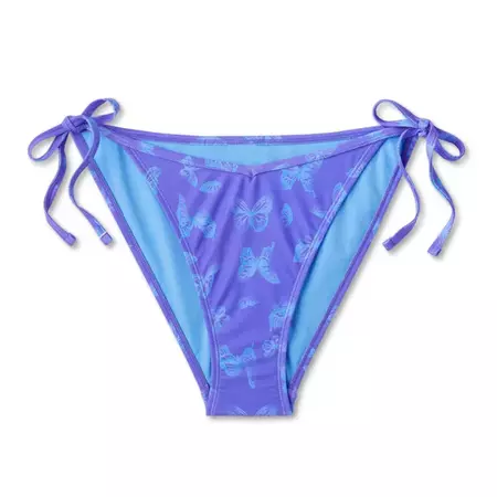 Women's Reversible Side-Tie High Leg Cheeky Bikini Bottom - Wild Fable™  Pink/Purple Floral Print X