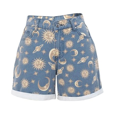 astrology denim shorts