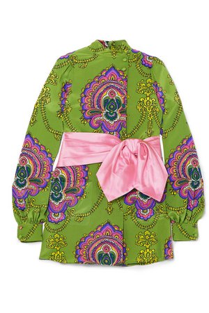 Gucci | Bow-embellished printed silk crepe de chine tunic | NET-A-PORTER.COM