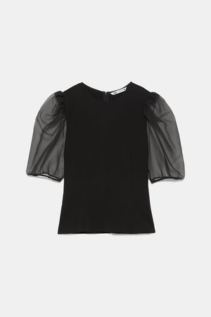 Trend -TOP WITH ORGANZA SLEEVES - NEW IN-WOMAN | ZARA New Zealand