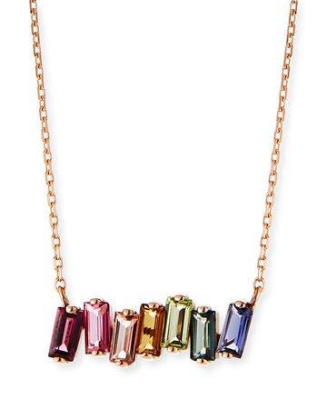 KALAN by Suzanne Kalan 14K Rose Gold Rainbow Bar Necklace