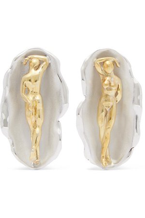 Paola Vilas | Venus silver and gold-plated earrings | NET-A-PORTER.COM