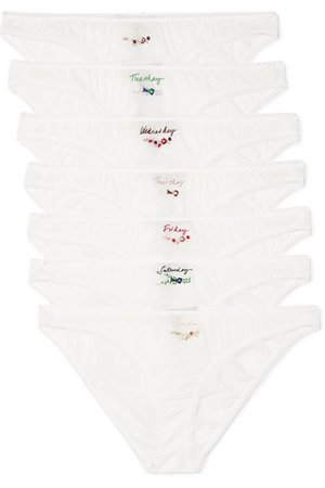 Stella McCartney | Knickers of the Week set of seven embroidered cotton and silk-blend briefs | NET-A-PORTER.COM