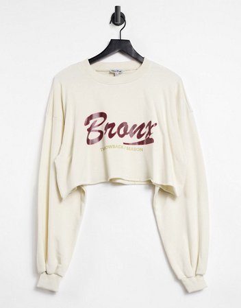 Public Desire "Bronx' cropped sweatshirt in white | ASOS