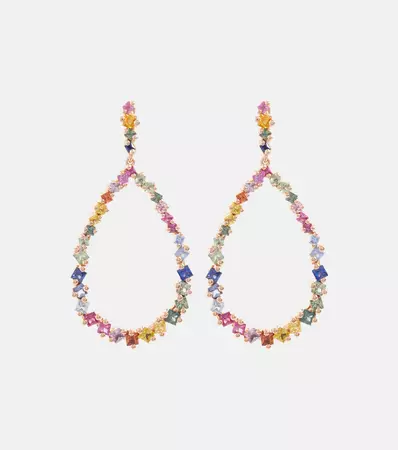 18 Kt Rose Gold Drop Earrings With Sapphires in Multicoloured - Suzanne Kalan | Mytheresa
