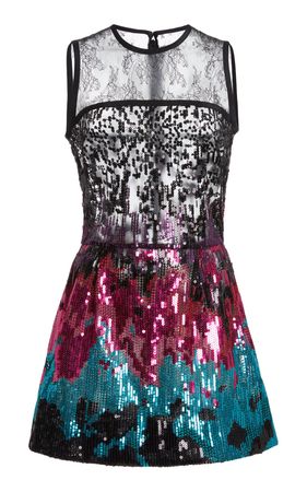 Sequin-Embroidered Tulle Mini Dress By Elie Saab | Moda Operandi