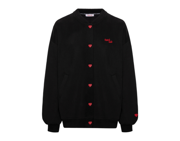 heart club | logo detail black baseball jacket