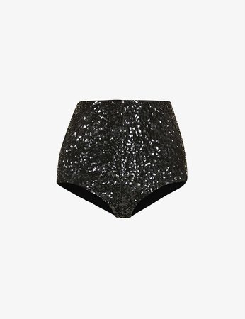 SAINT LAURENT - Fitted high-rise sequinned shorts | Selfridges.com