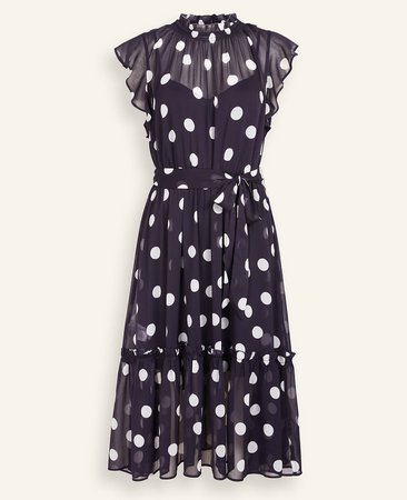 Summer Dot Ruffle Flare Dress | Ann Taylor