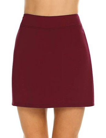 Ekouaer Golf Skirt Active Fitness Running Skorts with Inner Shorts Plus Size Wine Red XL at Amazon Women’s Clothing store: