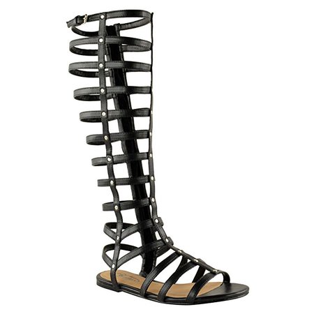 LADIES WOMENS CUT OUT GLADIATOR SANDALS FLAT KNEE BOOTS STRAPPY SIZE: Amazon.co.uk: Shoes & Bags