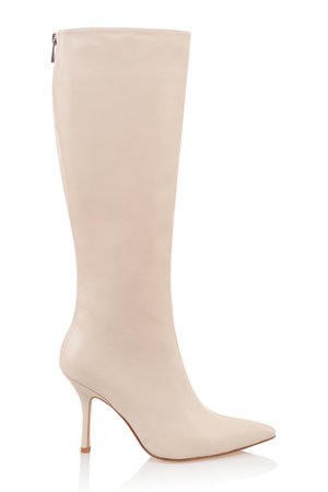 Shoes : 'Royale' Cream Leather Knee High Boots