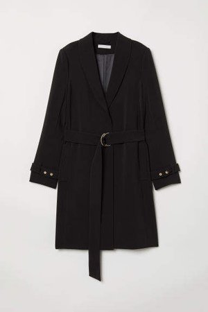 Coat with Belt - Black