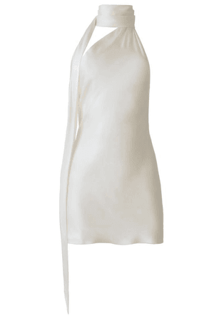 white neckholder dress