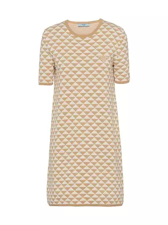 Shop Prada Jacquard Cotton Crewneck Dress | Saks Fifth Avenue