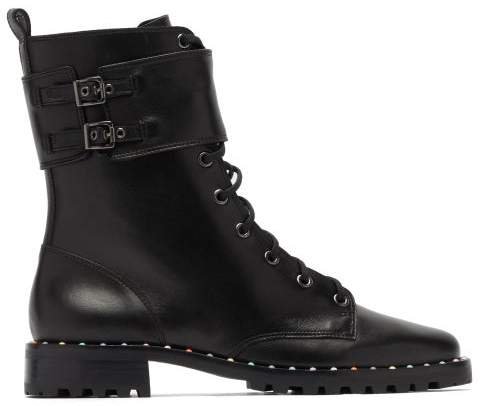 Bessie Studded Leather Ankle Boots - Womens - Black