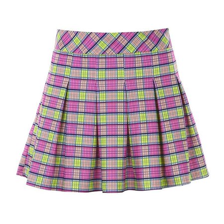 Green Pink Plaid Pleat Mini Skirt | Own Saviour
